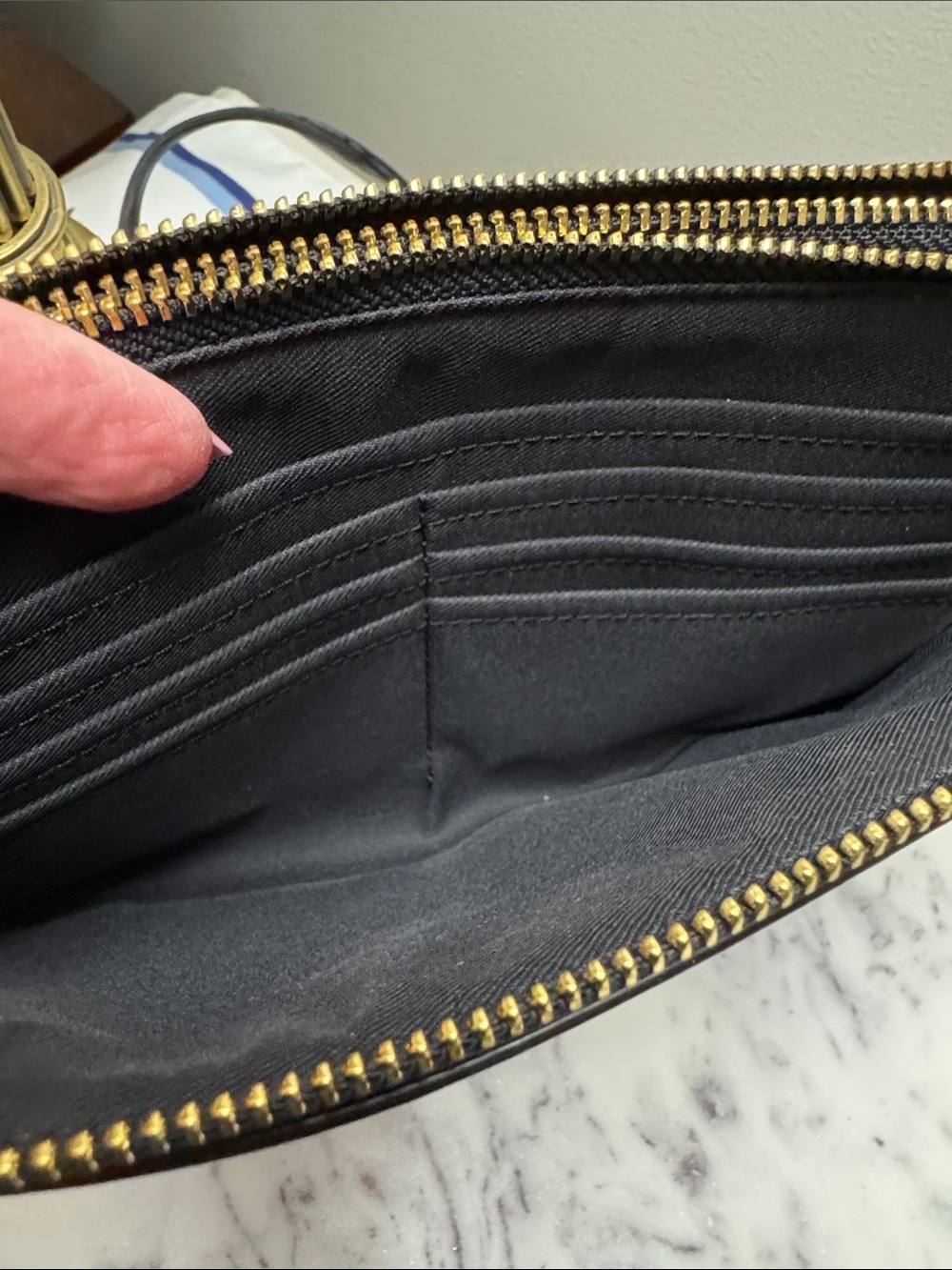 Coach Brown Signature Double Zip Wristlet with Gold Logo - Picture 10 of 12